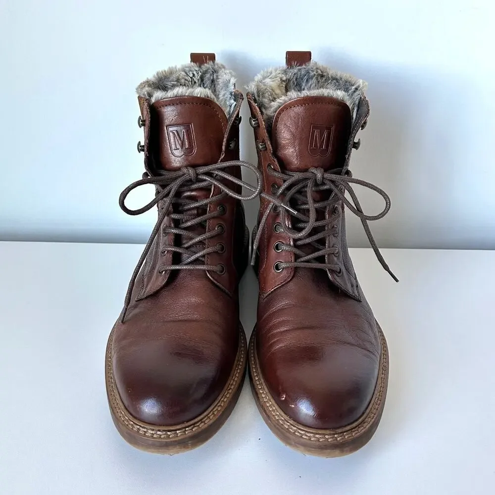 Bruno Magli Cerone Brown Leather Lace Up Boots Size 9.5 M